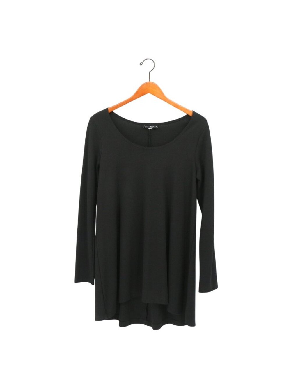 Bryn Walker Black Long Sleeve Modal Knit Hi/Low Hem Liam Tunic Top S